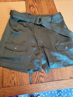 White House Black Market Olive Cargo Shorts with Webbed Belt